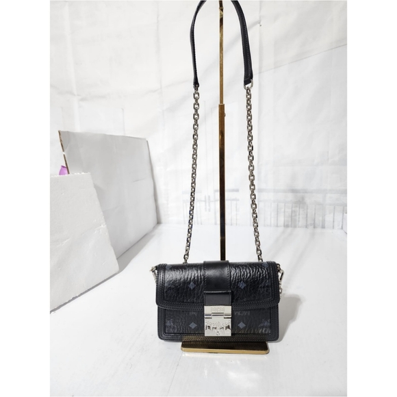 MCM Visetos Mini Tracy Crossbody Bag Black/Grey - Picture 1 of 16